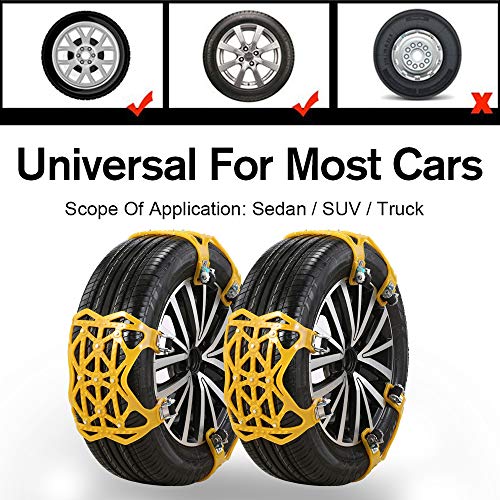 soyond Snow Chains Car Anti Slip Snow Tire Chains Adjustable Anti-Skid Chains Car Tire Snow Chains for Car/SUV/Trucks (Set of 6 Width 165-275mm/6.4-10.9'')