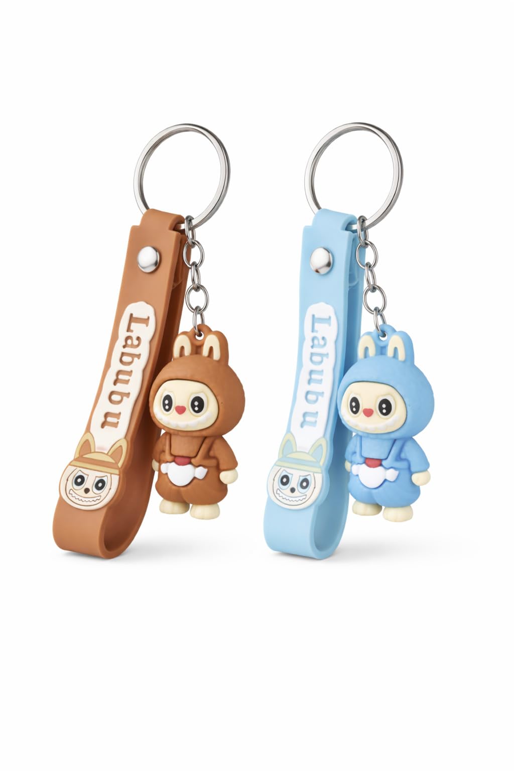 Labubu Bunny Cartoon Keychain – Cute Rubber Mini Doll with LABUBU Strap for Bags Key Chain-image-4