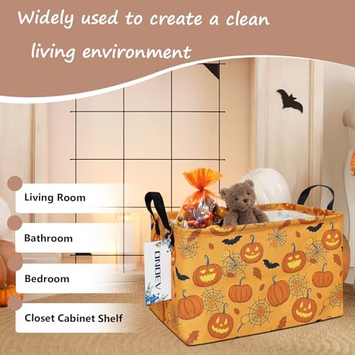 Image of Rectangular Halloween Basket Pumpkin Box Trick or Treat Gift Basket Halloween Party Cute Storage Box Organization Box Room Decoration (Halloween Pumpkin)