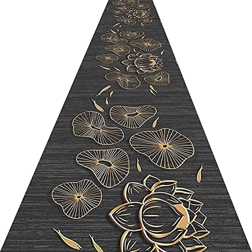 HGJNHM Alfombras Antideslizantes para pasillos, alfombras Lavables a máquina para el área de la Cocina, Alfombra para Interiores, Negro Dorado (Size : 110x150cm) Cover
