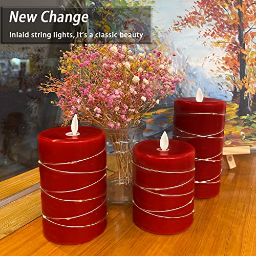 Fanzir Red Flameless Candles with String Lights Battery Operated LED