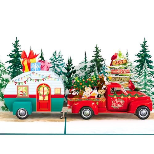 Heartags- Pop Up Christmas Card 3d Camper Christmas Pop Up Card 6x8 In Popup ...