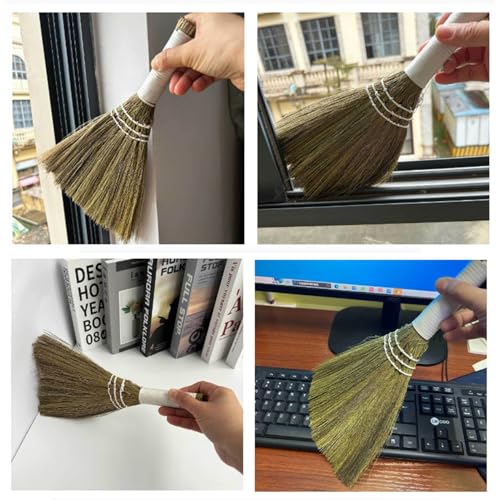 STGBCST 1Stücke Reisstrohbesen Mini Reisstrohbesen Gartenbesen Handgemachte Natürliche Bambus Besen Vietnamesischer Strohbesen Staubbürste Reinigungsmittel für Wohnmöbel Auto (Klein)
