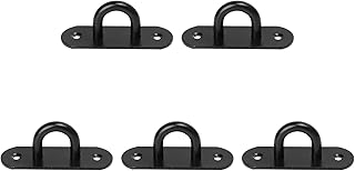 OUKENS Ceiling Hooks, 5 PCS Black Stainless Steel Eye Plate Ceiling Hook Pad Eye Plate Reinforced Load Bearing Marine Hanging Hardware Door Fixing Buckle Oval(9mm)