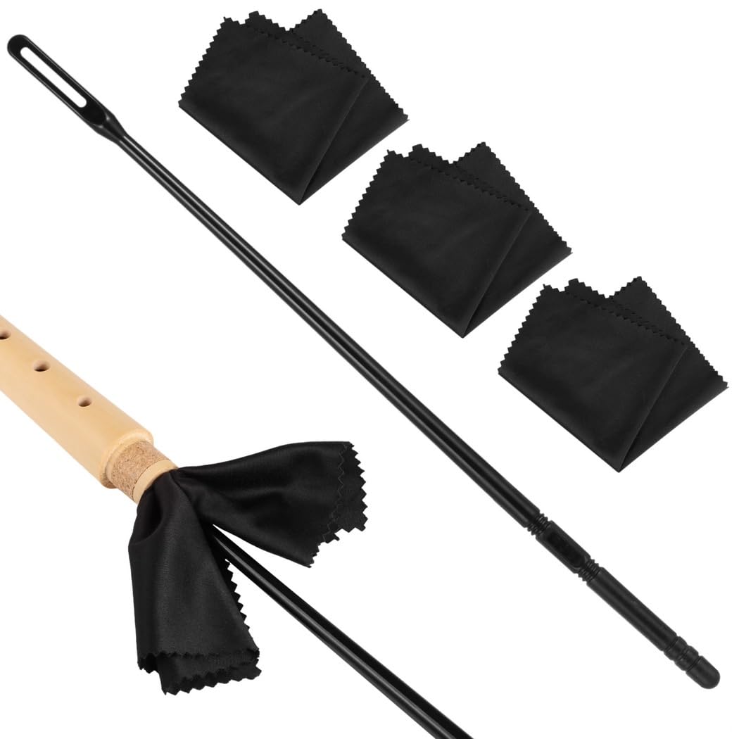 Recorder Cleaning Rod & 3 Cloths, Flute Care Kit, Wind Instrument Cleaning And Maintenance Tools