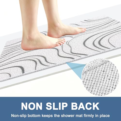 Image of Square Shower Mat Non Slip: 24x24 Inch Extra Large Shower Mats for Inside Shower, Non Slip Shower Mat with Drain Hole in Middle- Anti Slip Shower Floor Mat, Loofah Shower Stall Mats for Elderly