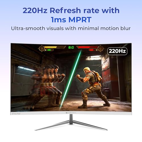 Zebronics 31.5 Inch FHD Curved Gaming Monitor with 220Hz, 300 nits, 1ms MPRT, HDR10, 1080p, Adaptive Sync, HDMI & DP Port, USB, Built-in Speakers, Wall Mountable, Bezel-Less Design (AC32FHD) view 2