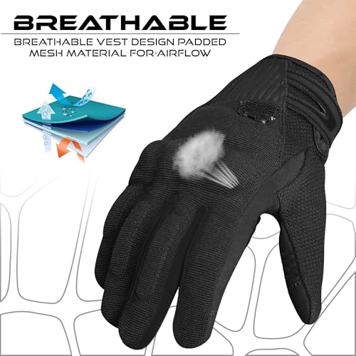 BEAST RAGE Motorradhandschuhe für den Sommer, Reithandschuhe mit Touchscreen, atmungsaktiv, für Männer und Frauen, leichter Offroad-Rennhandschuh mit Fingerschutz, rutschfester Griff (Schwarz, S)