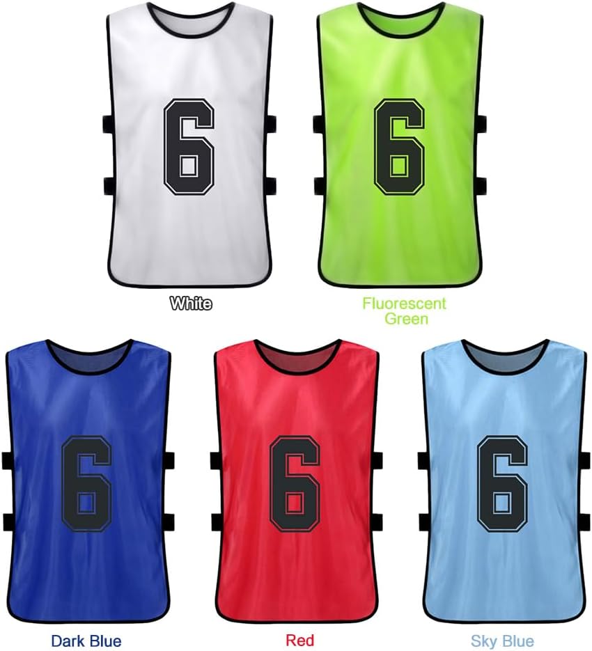 Numbered Soccer Jerseys, Basketball Scrimmage Vest 24Pcs Football Pinnies Quick Drying Soccer Jerseys Youth Sports Scrimmage Basketball Team Training Numbered Bibs Practice Sports Vest