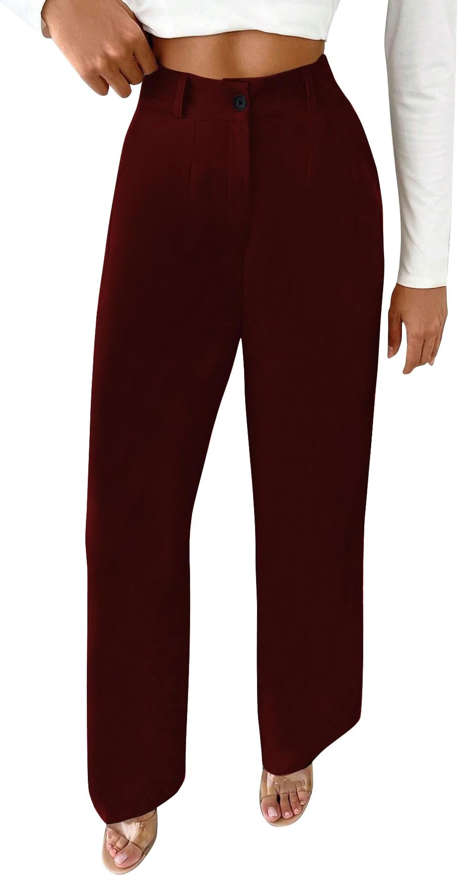 Trousers for Woman Pants Women's Formal Office Korean | Beige Track Pant | Straight | Cotton Spandex Stretchable Trouser | High-Waisted Bottom Wear