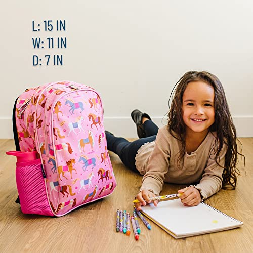 Wildkin 15-Inch Kids Backpack For Boys & Girls, Perfect For Early Elementary Daycare School Travel, Features Padded Back & Adjustable Strap (Horses) #TOP5