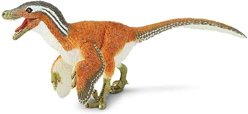 Miniatura 4 de Safari Ltd. Juguete de dinosaurio velociraptor emplumado – Figura realista de rapero de plástico de 8.5 pulgadas – Juguetes de dinosaurio para niños