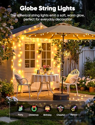 Minetom Globe String Lights, 33 Feet 100 Led Fairy Lights Plug in, 8 Modes with Remote Mini Globe Lights for Indoor Outdoor Bedroom Party Wedding Garden Christmas Tree Decor, Warm White - Image 5