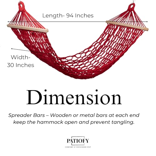Image of Patiofy Human Size Hammock Swing /Jhula for Balcony /Swing for Balcony for Adult /Jhoola for Home /Hammock /Suitable for Indoor & Outdoor / 120Kgs Weight Bearing Capacity (Red)