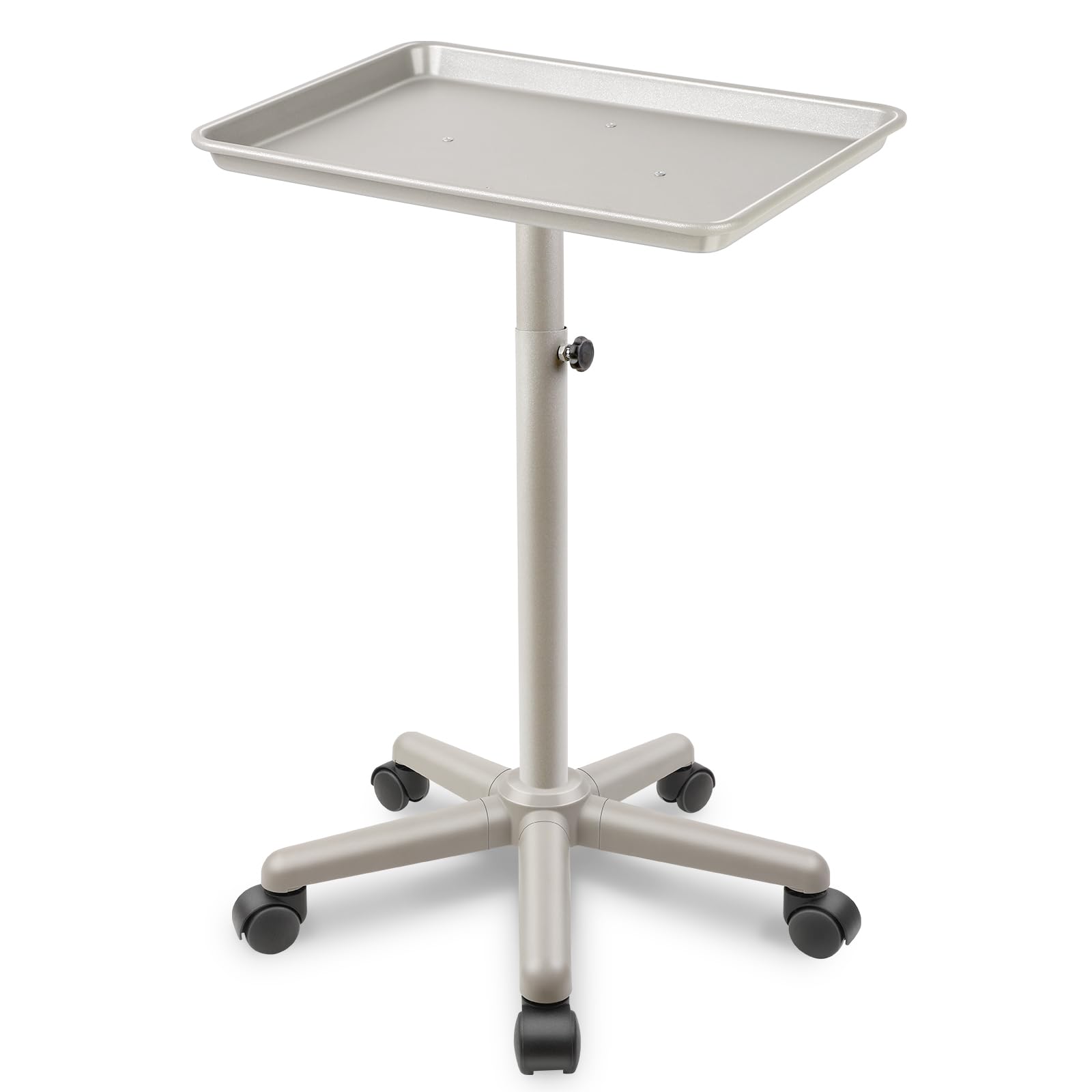Salon Tray, Grey Salon Tray Cart, Salon Color Tray with Adjustable Height, Salon Tray on Wheels, Salon Rolling Tray Use As Tattoo Tray, Dental Tray, Durable and No-Rust (Grey)
