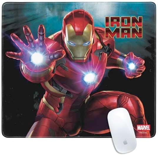 Skinit Medium Gaming Mouse Pad - Officially Licensed Iron Man Repulsor Blast Design with Stitched Edges, Waterproof, Non-Slip Rubber Base, Desk Mat for Keyboard & Mouse, 17.7" x 15.75" inches
