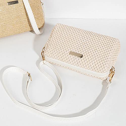 Andy's Orchids Straw Woven Shoulder Bag, Handwoven Crossbody Bag, Bohemia Coin Purse, Small Summer Beach Bag for Women3