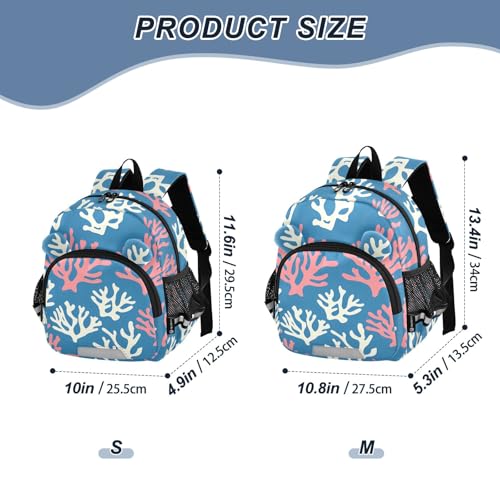 Kid's Backpack for Boys & Girls Toddler Bag White Red Coral Pattern Backpack with Safety Leash2