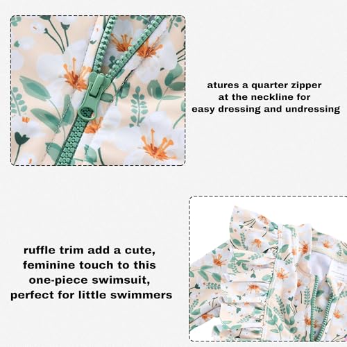 Baby Toddler Girls Swimsuit One Piece Long Sleeve Rash Guard Bathing Suit UPF 50+ Sun Protection4