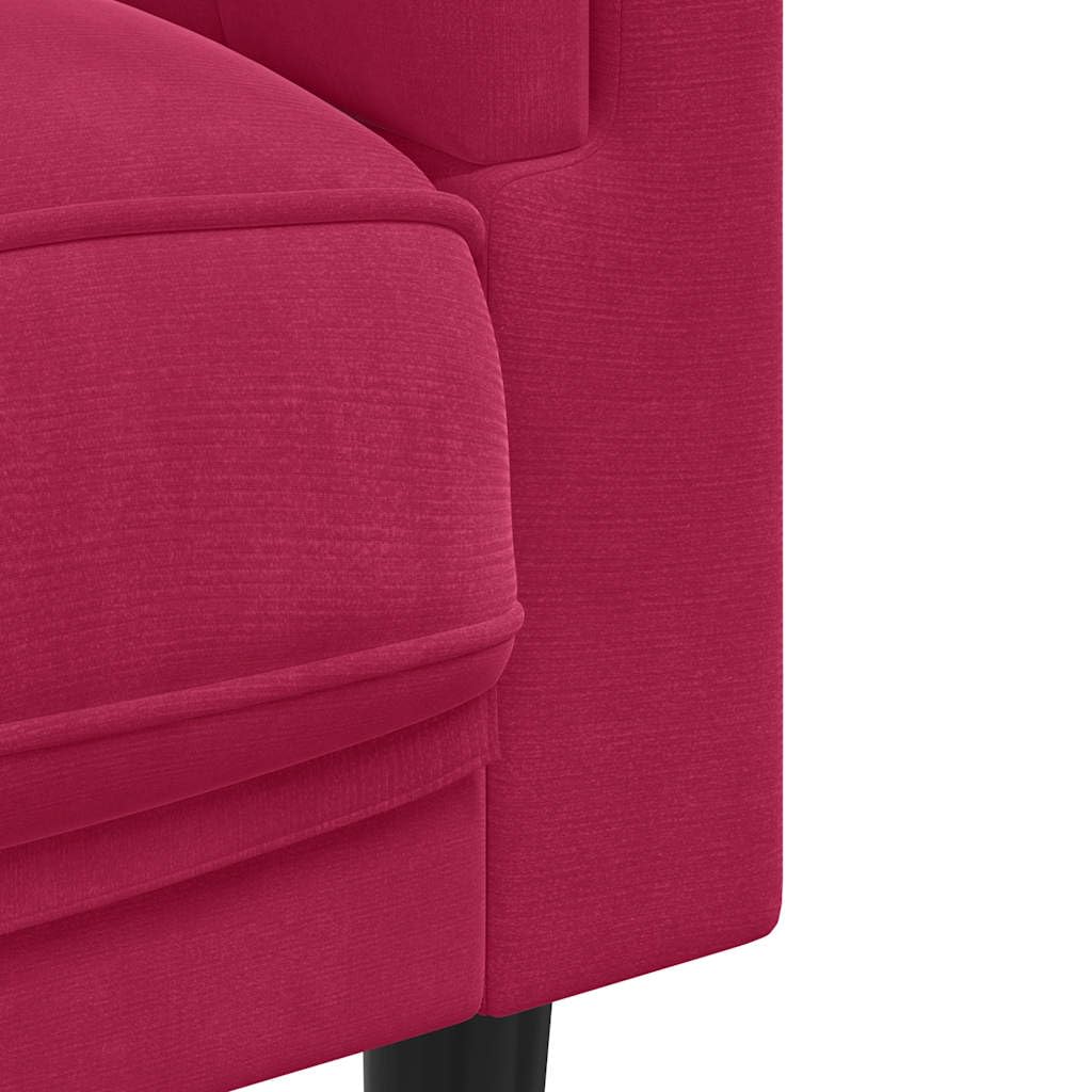 vidaXL Sofá de 2 plazas con Cojines Terciopelo Rojo Tinto