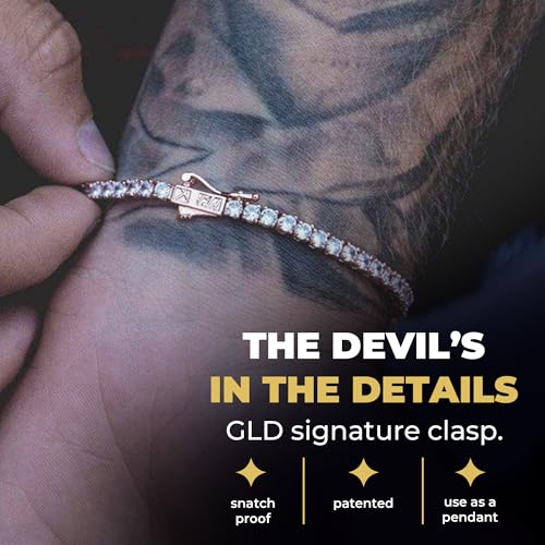 GLD Clustered Tennis Bracelet - Iced Out Chain for Men and Women in Yellow, White and Rose Gold from 6MM-12MM, 6”-9”3