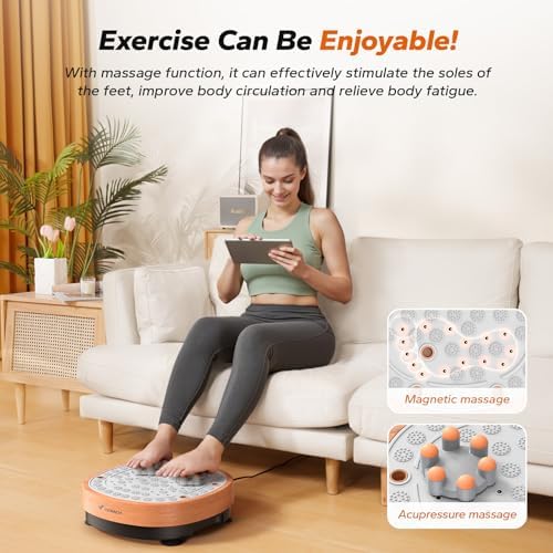 MERACH Vibration Plate Exercise Machine with Foot Massager, Office Vibrating Plate Exercise Machine for Weight Loss, 0-99 Levels Amplitude and Easy to Store, Acupressure Relieves Leg Fatigue 2 51eIal2i1ML. AC
