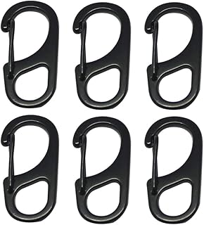 Bytiyar 6 pcs Metal Small Carabiner Paracord Clips Snap Hooks with Fixed Eye-Hole Spring Clasps Keychain Buckles and Accessories Tool, 1.85in Black