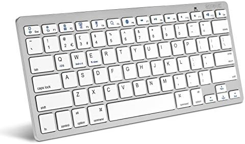 Caseflex Ultra Slim Wireless Bluetooth Keyboard For All iOS, iPad, Android, Mac, & Windows Devices - Silver & White
