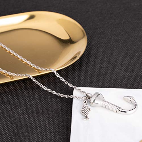 image for Gredstar Gone Fishing Urn Necklace for Ashes Fish Hook Cremation Urn P