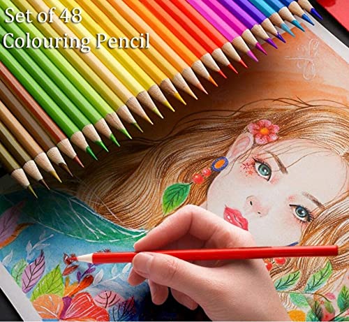 Image of Corslet 48 Color Pencils Set for Kids - Premium Vibrant Shades, Long-Lasting, Non-Toxic, Eco-Friendly Art Stationery Kit for Drawing, Colouring & School Projects - Ideal Gift for Boys & Girls