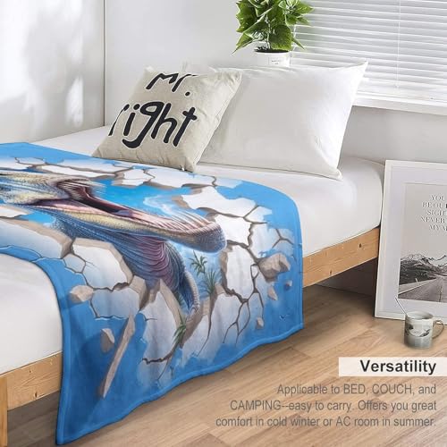 Couverture polaire dinosaure en flanelle douce haute densité