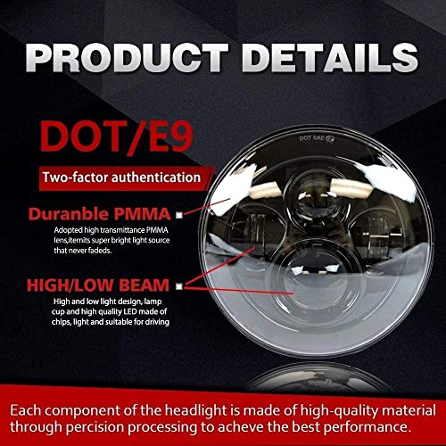 2º Farol de motocicleta de 7 polegadas E9 Dot E-test Mark LED Farol para Offroad Lada 4x4 Niva UAZ H