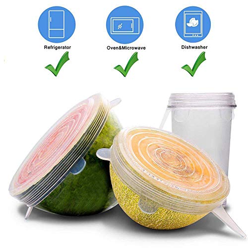 Kiboule 6 peças reutilizáveis tampas elásticas de silicone embrulhar tigela tampa de vedação cozinha