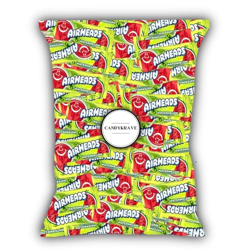 Airheads Candy Mini Bars, Watermelon Flavor, 40 Pieces Bulk Bag, Individually Wrapped Non-Melting Chewy Fruit Taffy, Gluten Free, Perfect for Birthdays, Parties & Pantry (1 lbs)