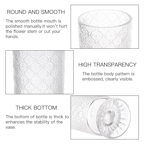 image for Fixwal Vases for Flowers Set of 3 Vintage Glass Vase for Centerpieces,