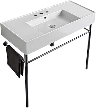 Scarabeo 5124-CON-Three Hole Bathroom Sink, One Size, White