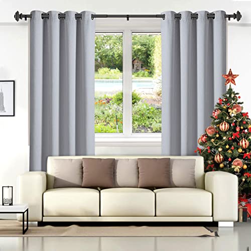 Kamanina 1 Inch Curtain Rod Single Drapery Rod 72 To 144 Inches (6-12 Feet), Black Curtain Rods For Windows 69 To 140 Inches, Vintage Square Finials #TOP2