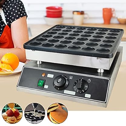 36-Platz Waffeleisen 1000W Edelstahl Waffelautomat Kommerzielle Waffelmaschine mit Antihaftbeschichteten, Waffle Maker Einstellbare Temp & Zeit Belgischen Waffeleisen für Mini Kreisförmige Waffeln – Bild 4