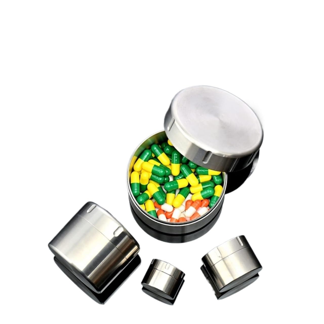 Pastillero impermeable de titanio, pastillero de metal de titanio, pastilleros portátiles, pastillero con llavero, pastillero de viaje portátil, pastillero de metal diario, pastillero impermeable gran