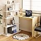 Flycity L-förmiger Eckschreibtisch mit 360-Grad Drehbarem Bücherregal, PC-Schreibtisch mit Großem Stauraum, für Home-Office, Büro und Studium