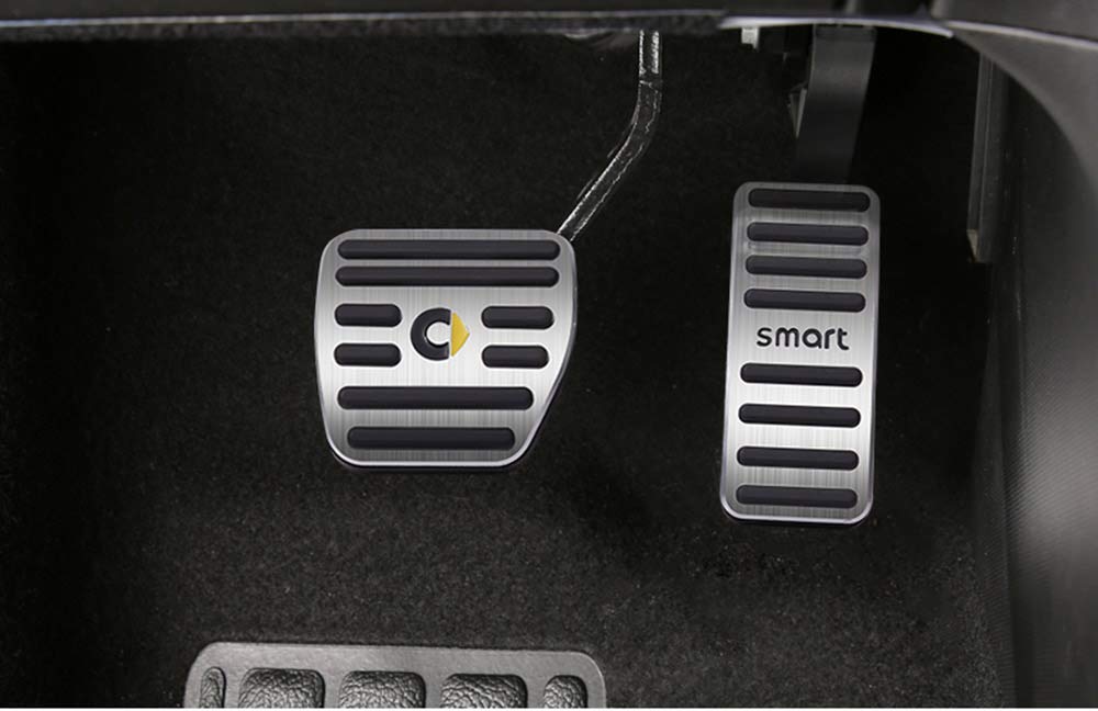 SHIFENG Per Smart 453 fortwo forfour Copertura Acceleratore Freno Pedale Accessori (Argento, logo Smart)