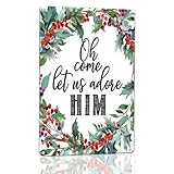 Horienteeon Letrero de aluminio resistente con texto en inglés 'O Come Let Us Adore Him' de 30 x 40 cm, letrero de metal de aluminio resistente, sin óxido, letrero de Jesucristo el Señor, letreros