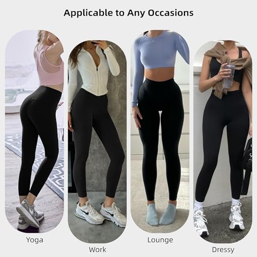 High Waisted Leggings for Women Tummy Control Full Length Buttery Soft Yoga Pants for Workout Athletic No See Through, Black, Small-Medium - Image 5