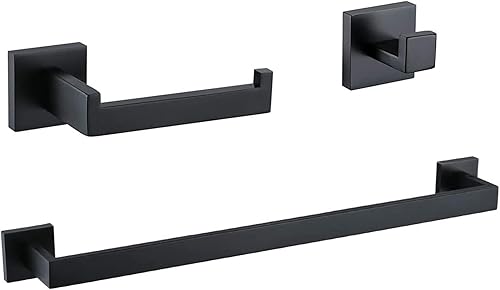 Ralbay Juego de accesorios de baño negro mate, juego de 4 piezas, juego de accesorios de baño de acero inoxidable SUS304 de alta calidad, juego de