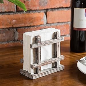 MyGift Farmhouse Rustic Torched Wood Napkin Holder for Table with Cross-Corner Design MyGift Farmhouse Rustic Torched Wood Napkin Holder for Table with Cross Corner Design