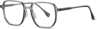 Haigfore Blue Light Blocking Glasses for Men Women Computer Gaming Glasses Anti Eyestrain TR90 Eyewear Frame 08215 (Transparent Gray)