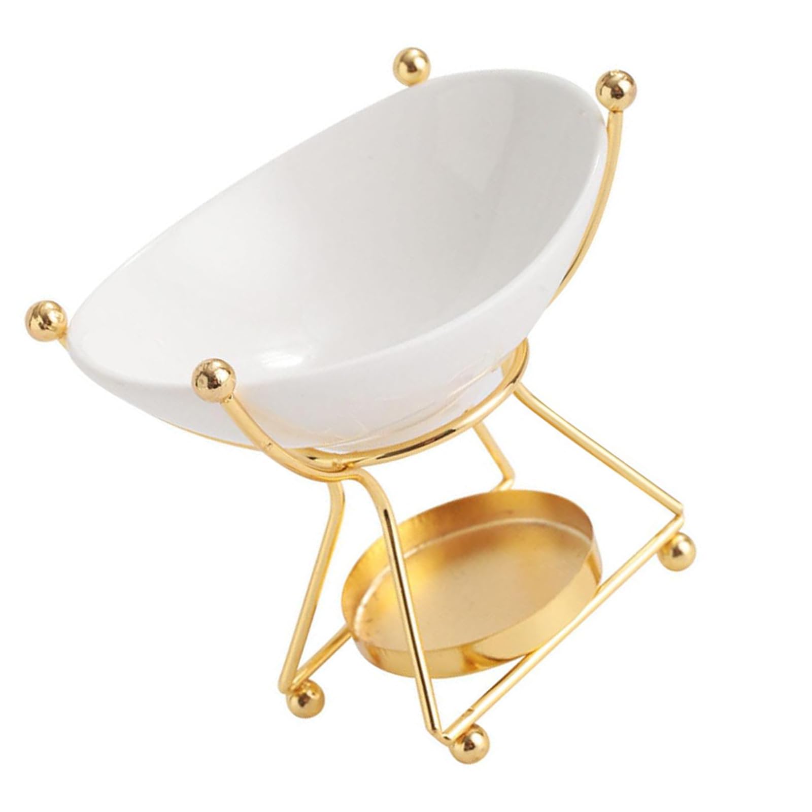 Aromatherapie-Brenner, Teelichthalter mit Beinen, Ständer for ruhige Wohnräume, Abnehmbarer Ölwärmer(Gold)