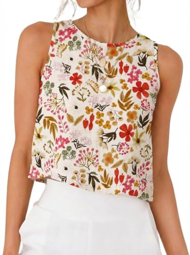Image of IDEALSANXUN Womens Linen Crop Tank Tops 2026 Spring Summer Sleeveless Tops