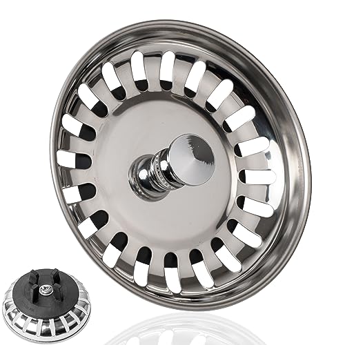Cesta de tamiz de Fregadero, Ø 80 mm, Compatible con Sifón de IKEA ATLANT y DOMSJÖ, con Tornillo de fijación + Tuerca, tapón tamiz Fregadero de Acero Inoxidable, colador Drenaje fregaderos Cocina