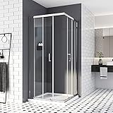 1.Produkt Größe: 90(Breite88-90) x 90(Breite88-90)x 185(Höhe)cm Eckeinstieg Doppel Schiebetür Duschkabine, 20 mm Wandausgleich,auch bei schiefen Wänden ein Super Ergebnis. Griffe aus verchromtem Metall.Rahmenloses Einzelglas-Design, großer Eingangsbereich.ACHTUNG: Ohne Duschwanne.
